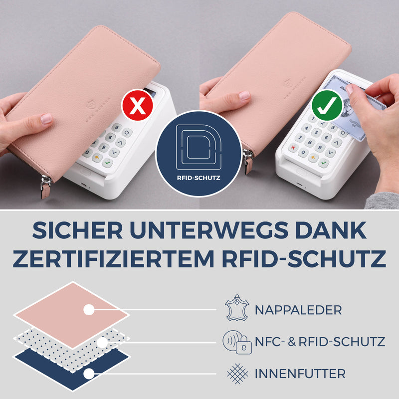 Geldbörse mit RFID-Schutz & 1 Hauptfach (Genarbt)