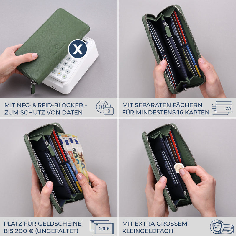 Geldbörse mit RFID-Schutz & 1 Hauptfach (Genarbt)