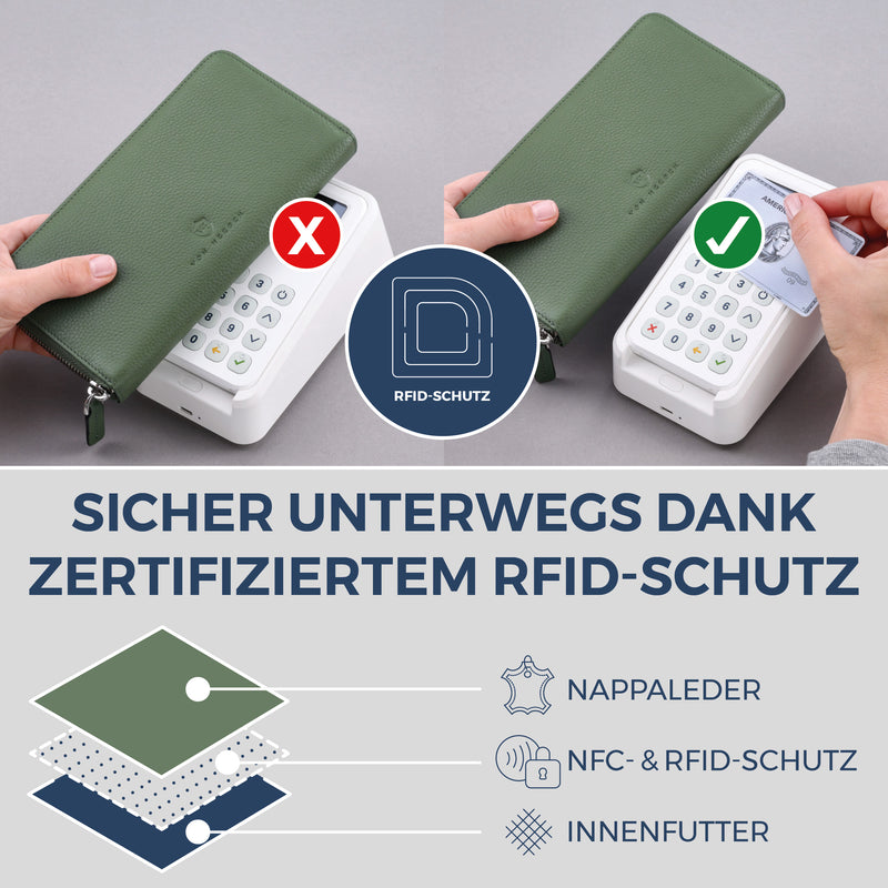 Geldbörse mit RFID-Schutz & 1 Hauptfach (Genarbt)