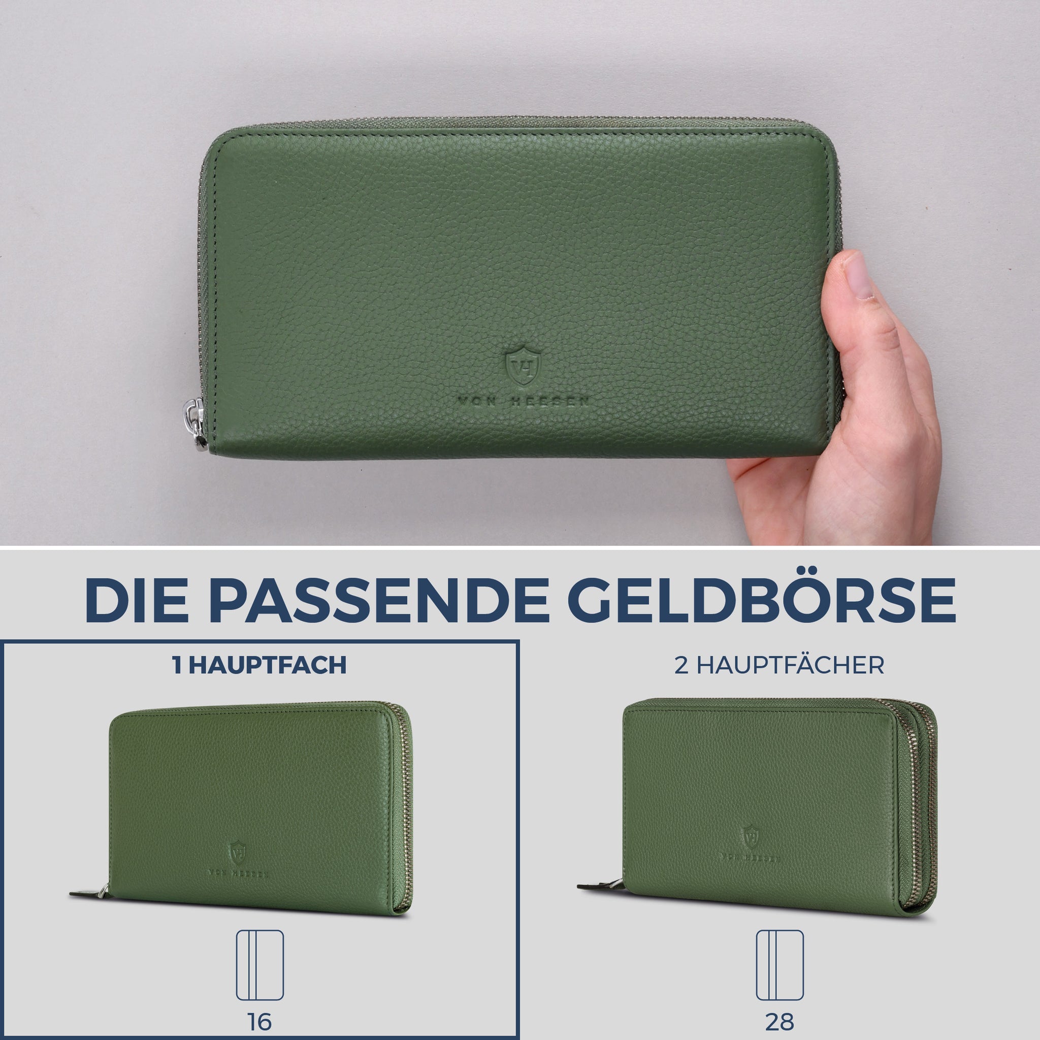 Geldbörse mit RFID-Schutz & 1 Hauptfach (Genarbt)