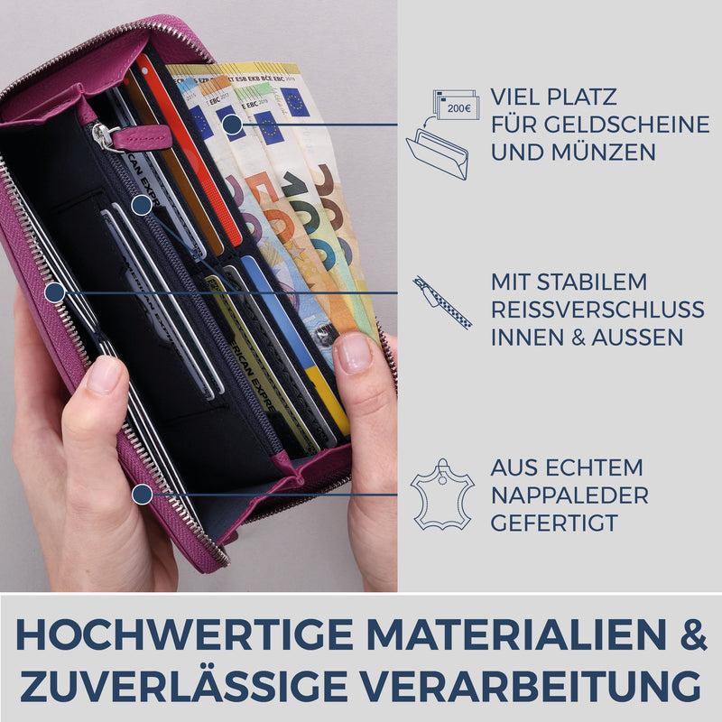 Geldbörse mit RFID-Schutz & 1 Hauptfach (Genarbt)