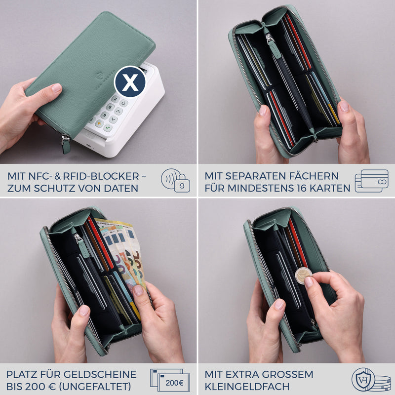Geldbörse mit RFID-Schutz & 1 Hauptfach (Genarbt)