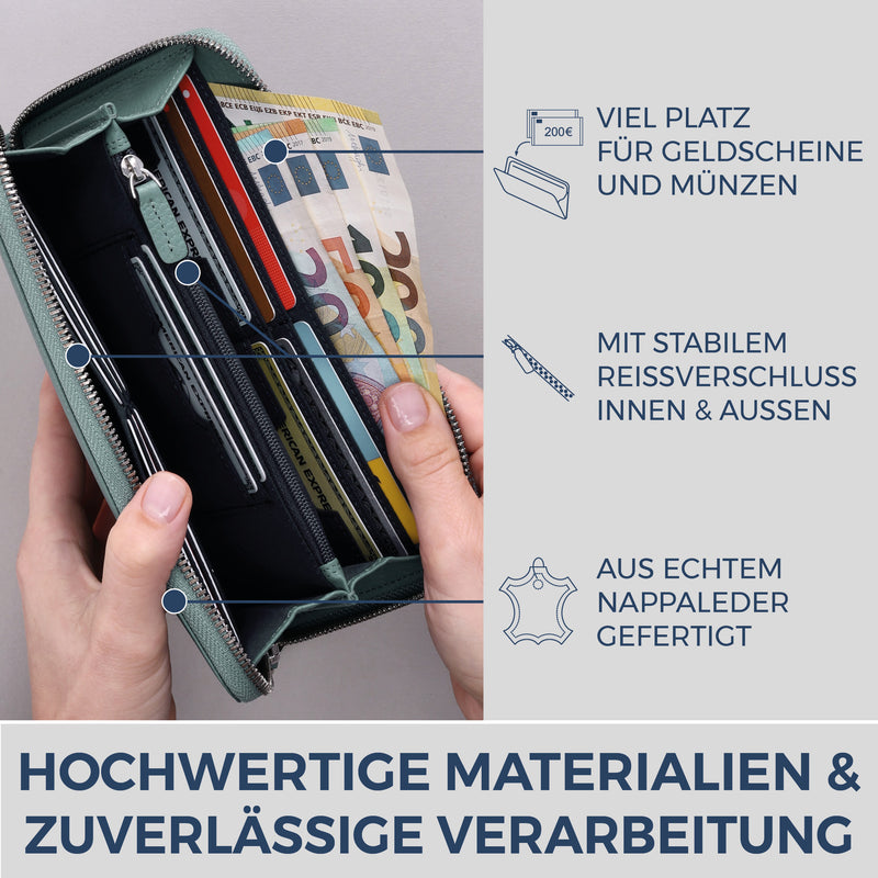 Geldbörse mit RFID-Schutz & 1 Hauptfach (Genarbt)