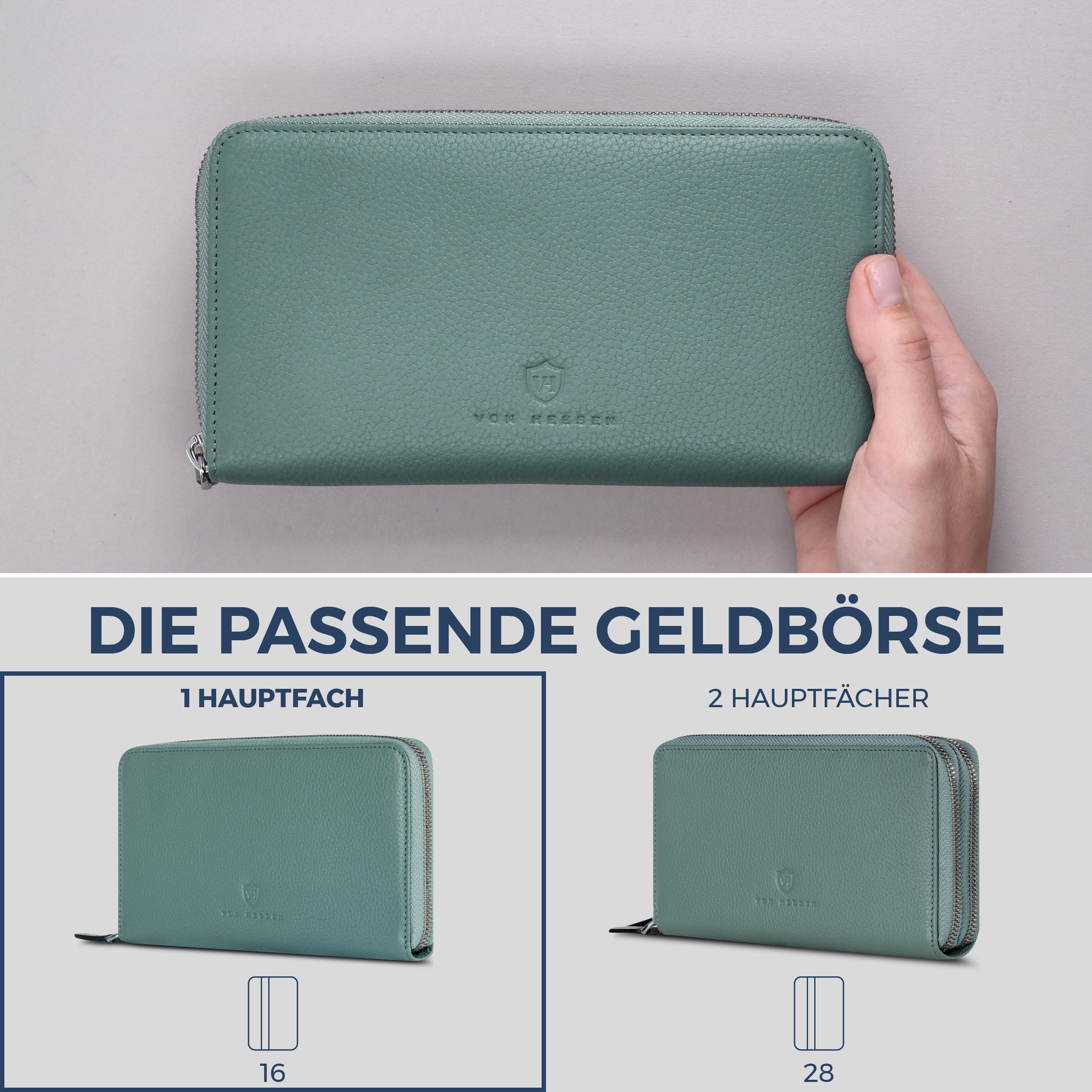 Geldbörse mit RFID-Schutz & 1 Hauptfach (Genarbt)