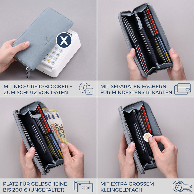 Geldbörse mit RFID-Schutz & 1 Hauptfach (Genarbt)