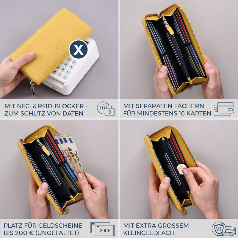 Geldbörse mit RFID-Schutz & 1 Hauptfach (Genarbt)