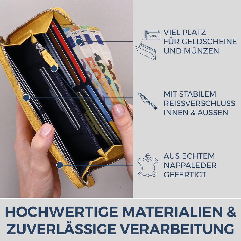 Geldbörse mit RFID-Schutz & 1 Hauptfach (Genarbt)