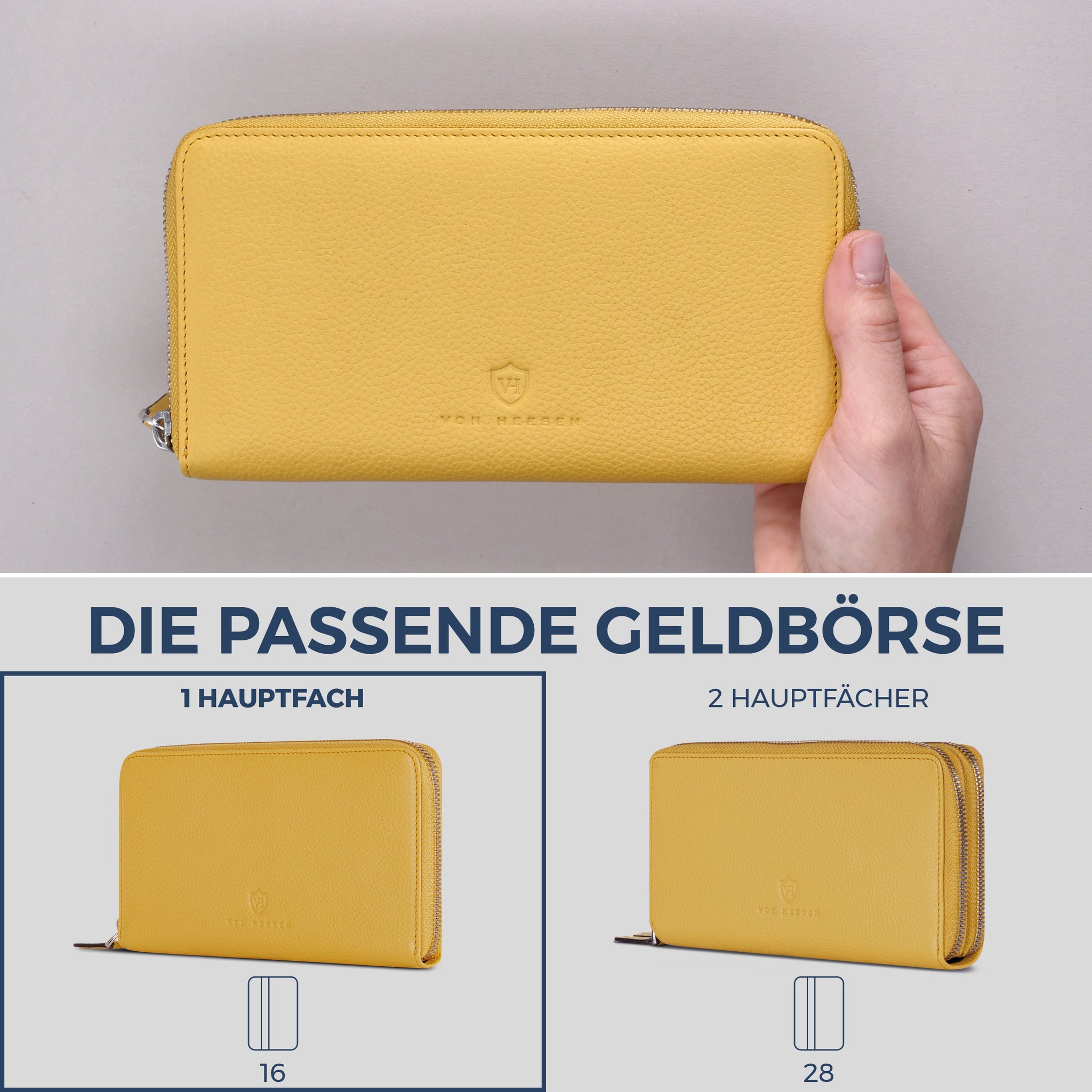 Geldbörse mit RFID-Schutz & 1 Hauptfach (Genarbt)