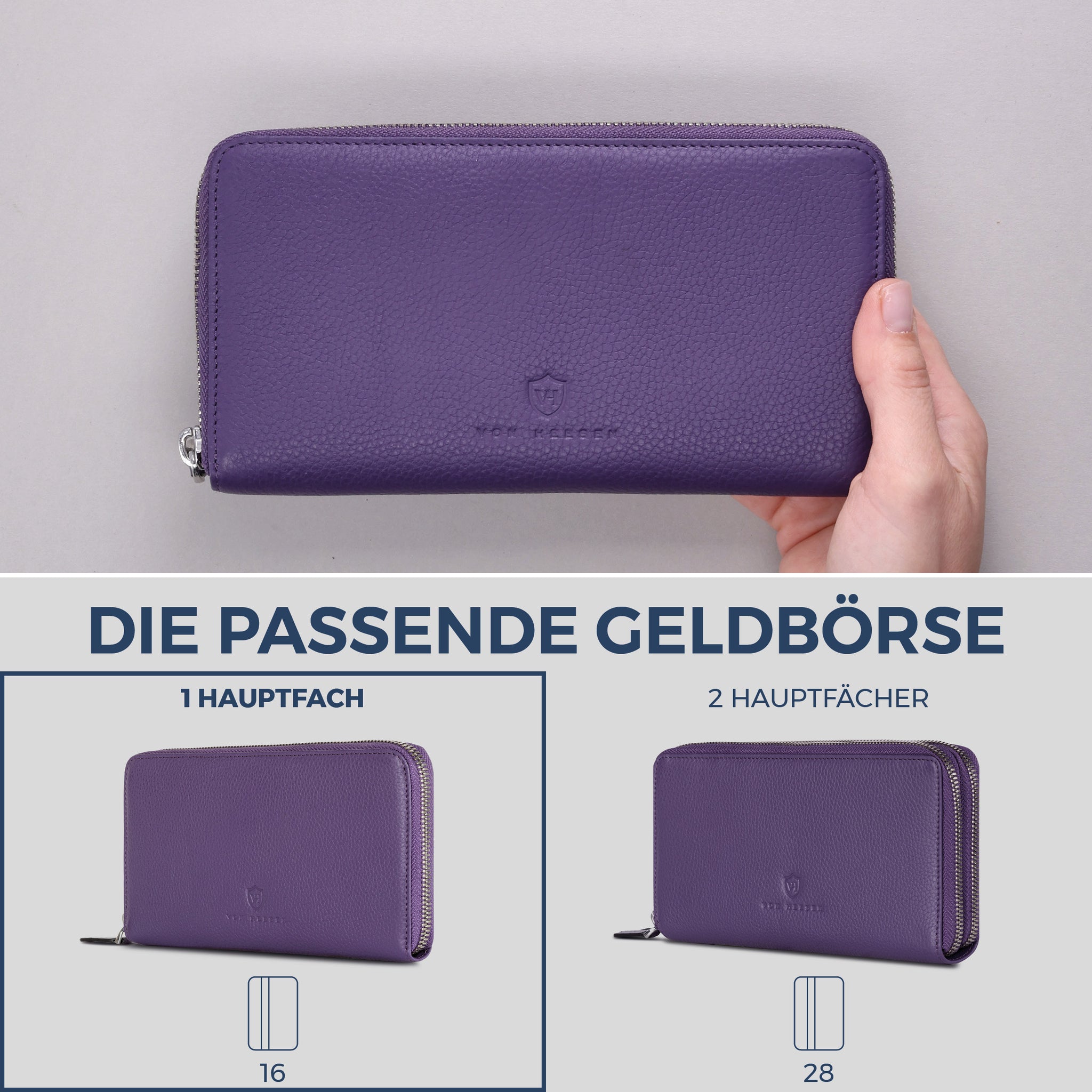Geldbörse mit RFID-Schutz & 1 Hauptfach (Genarbt)