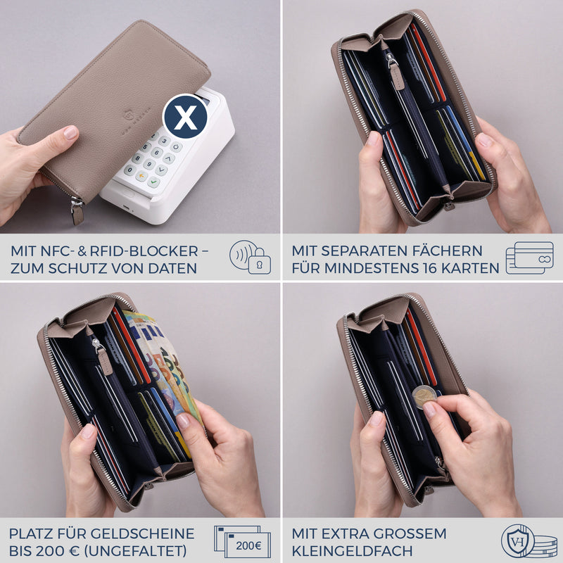 Geldbörse mit RFID-Schutz & 1 Hauptfach (Genarbt)
