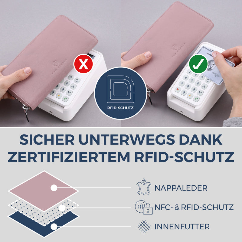 Geldbörse mit RFID-Schutz & 1 Hauptfach (Genarbt)
