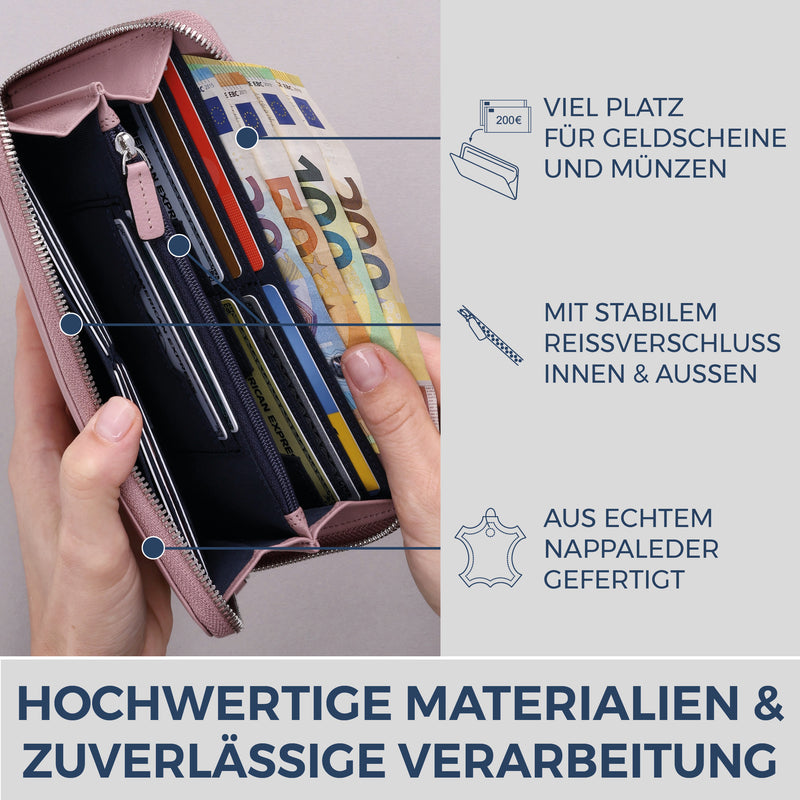 Geldbörse mit RFID-Schutz & 1 Hauptfach (Genarbt)