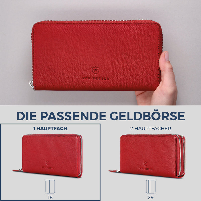 Geldbörse mit RFID-Schutz & 1 Hauptfach (Saffiano)