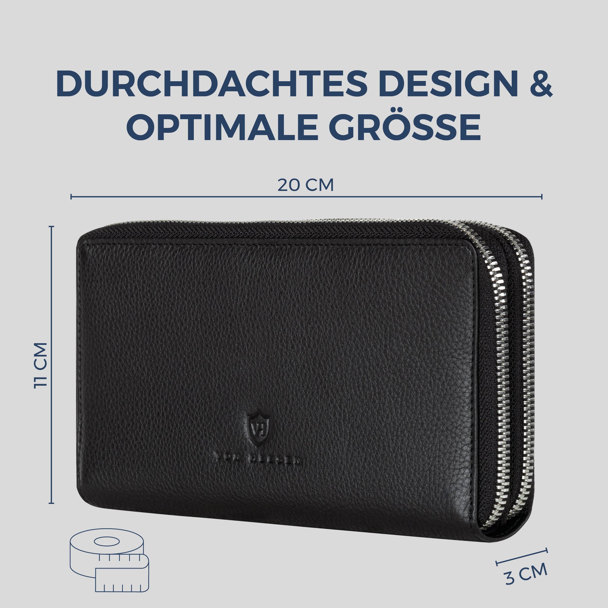 Geldbörse mit RFID-Schutz & 2 Hauptfächer (Genarbt)