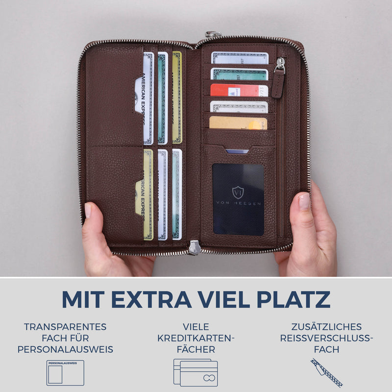 Geldbörse mit RFID-Schutz & 2 Hauptfächer (Genarbt)