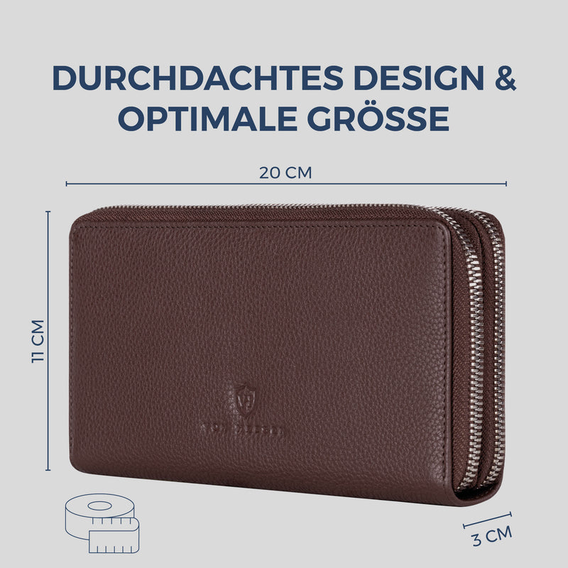Geldbörse mit RFID-Schutz & 2 Hauptfächer (Genarbt)