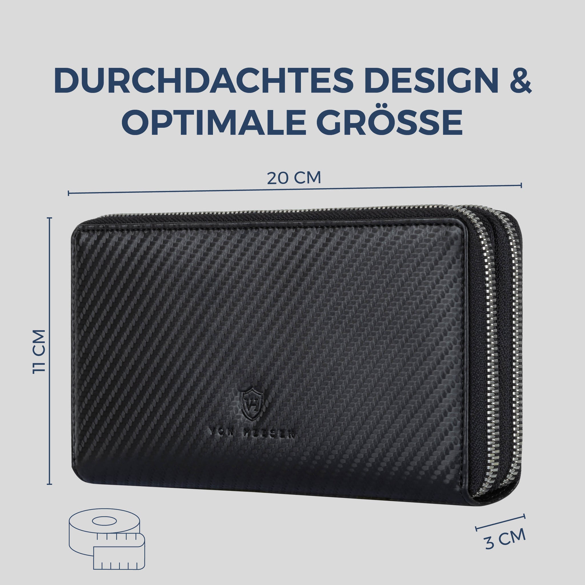 Geldbörse mit RFID-Schutz & 2 Hauptfächer (Carbon)