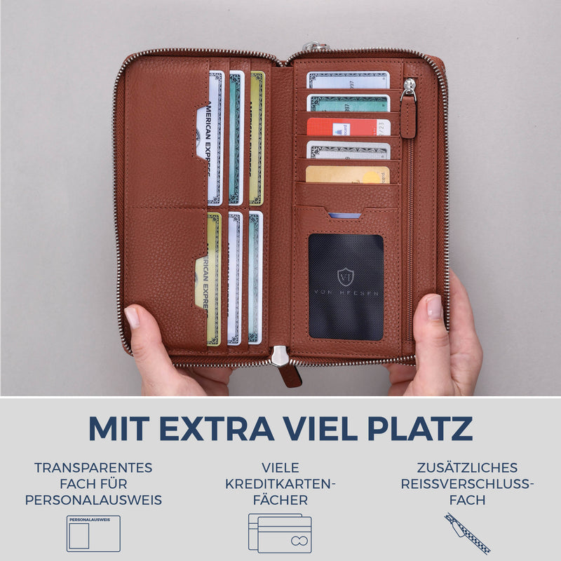 Geldbörse mit RFID-Schutz & 2 Hauptfächer (Genarbt)