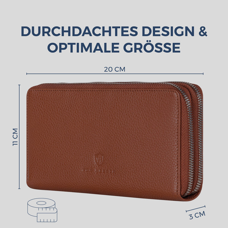 Geldbörse mit RFID-Schutz & 2 Hauptfächer (Genarbt)