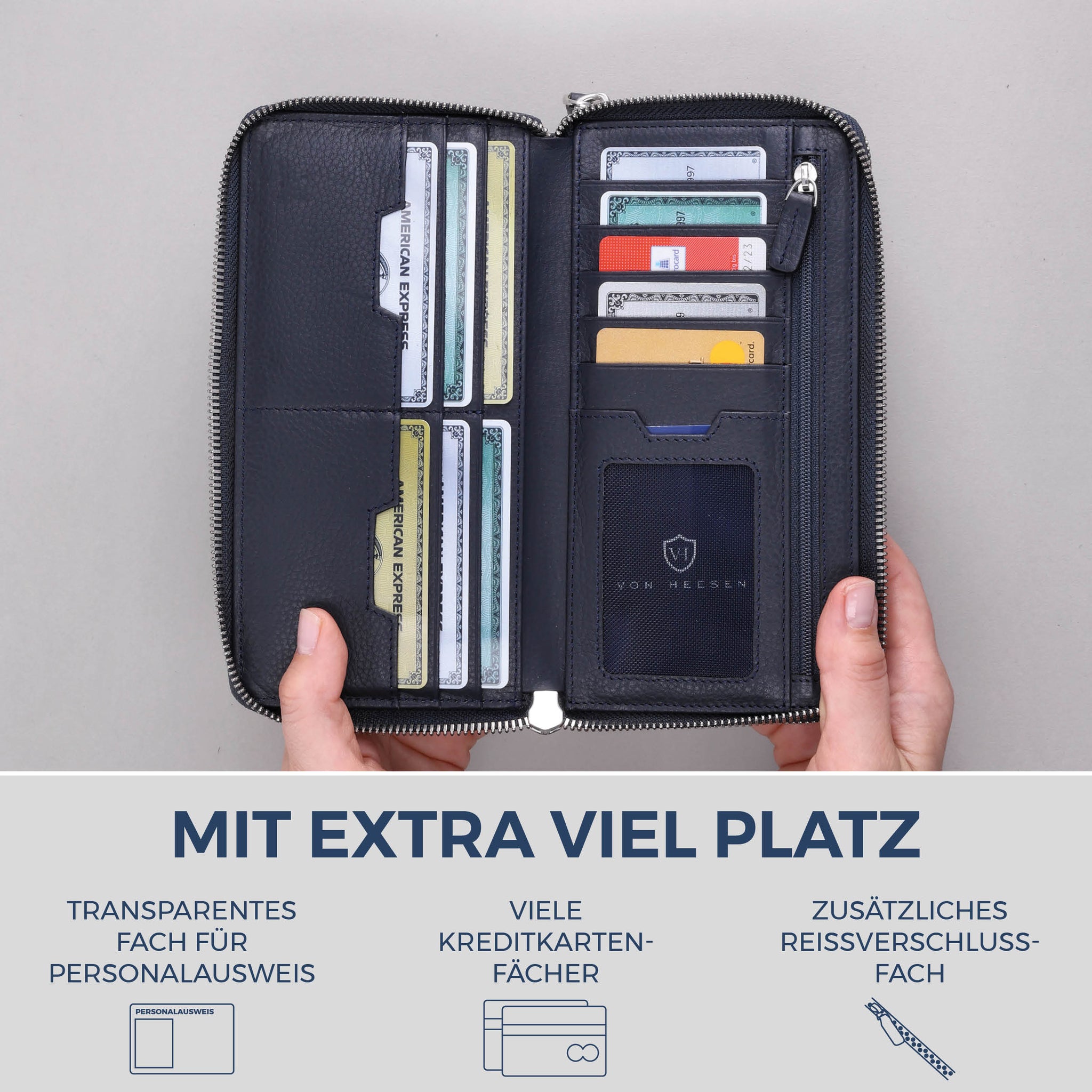 Geldbörse mit RFID-Schutz & 2 Hauptfächer (Genarbt)