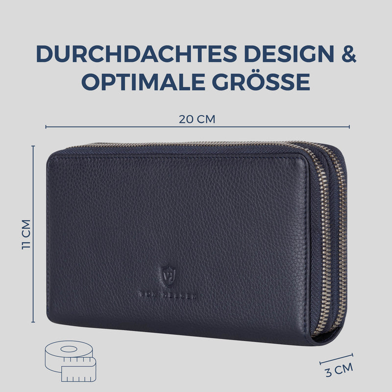 Geldbörse mit RFID-Schutz & 2 Hauptfächer (Genarbt)