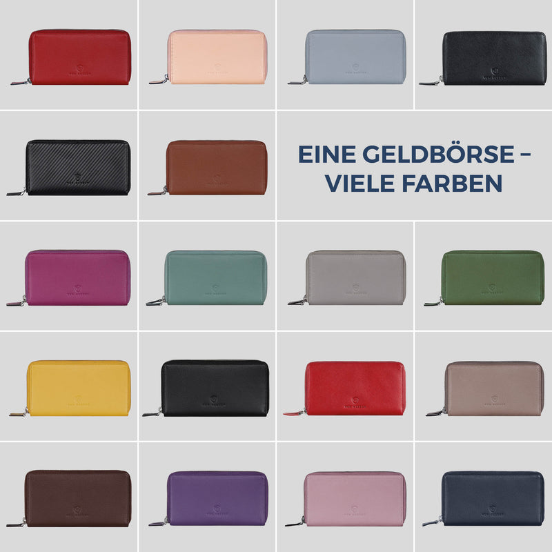 Geldbörse mit RFID-Schutz & 2 Hauptfächer (Genarbt)
