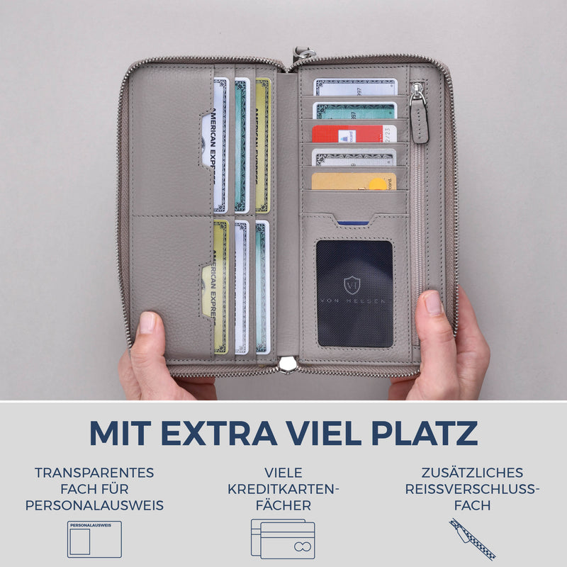 Geldbörse mit RFID-Schutz & 2 Hauptfächer (Genarbt)
