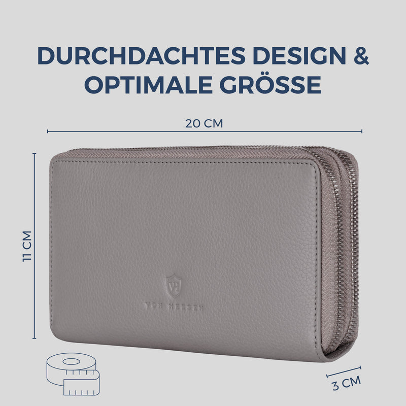 Geldbörse mit RFID-Schutz & 2 Hauptfächer (Genarbt)