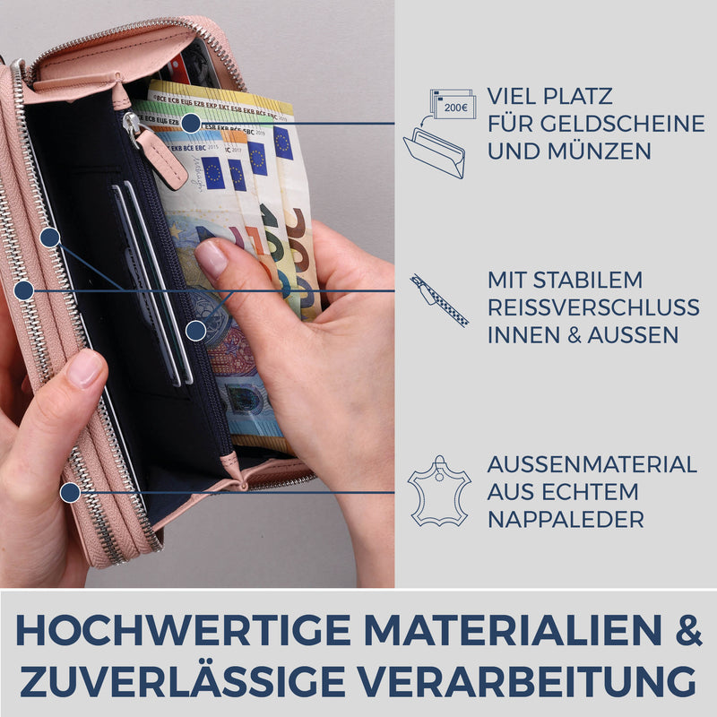 Geldbörse mit RFID-Schutz & 2 Hauptfächer (Genarbt)