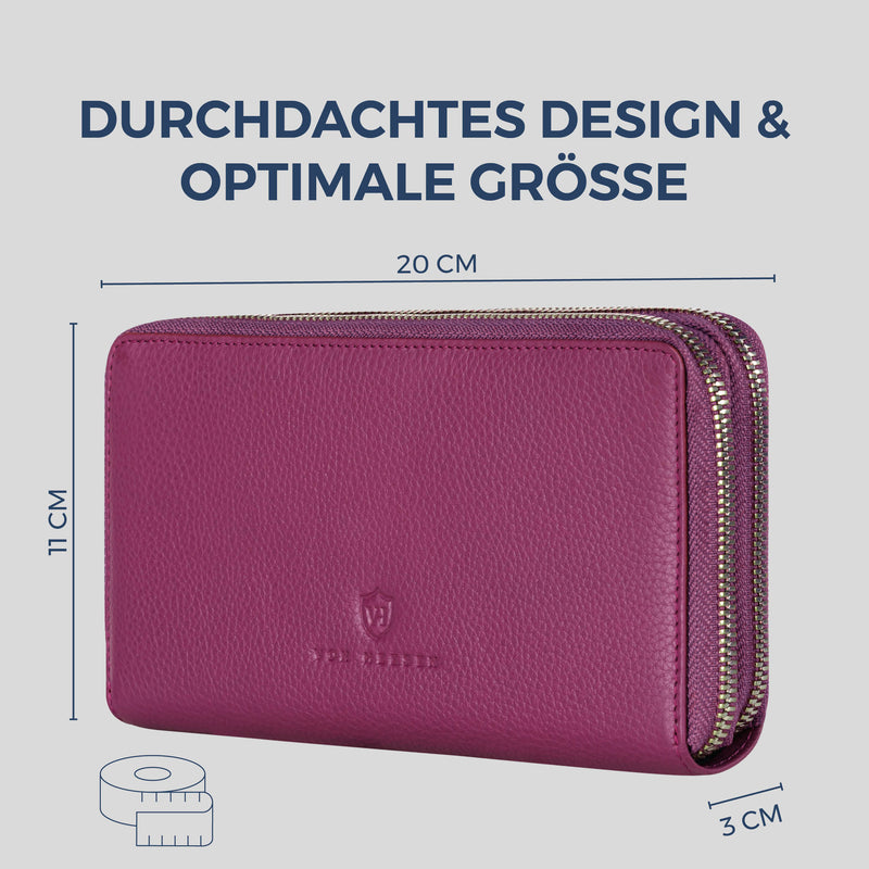 Geldbörse mit RFID-Schutz & 2 Hauptfächer (Genarbt)