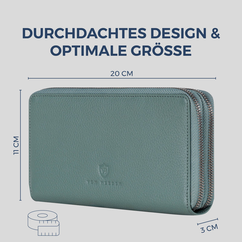 Geldbörse mit RFID-Schutz & 2 Hauptfächer (Genarbt)