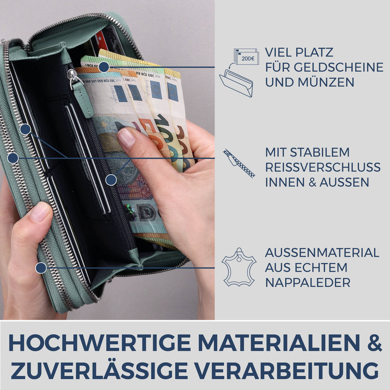 Geldbörse mit RFID-Schutz & 2 Hauptfächer (Genarbt)