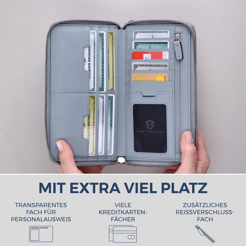 Geldbörse mit RFID-Schutz & 2 Hauptfächer (Genarbt)