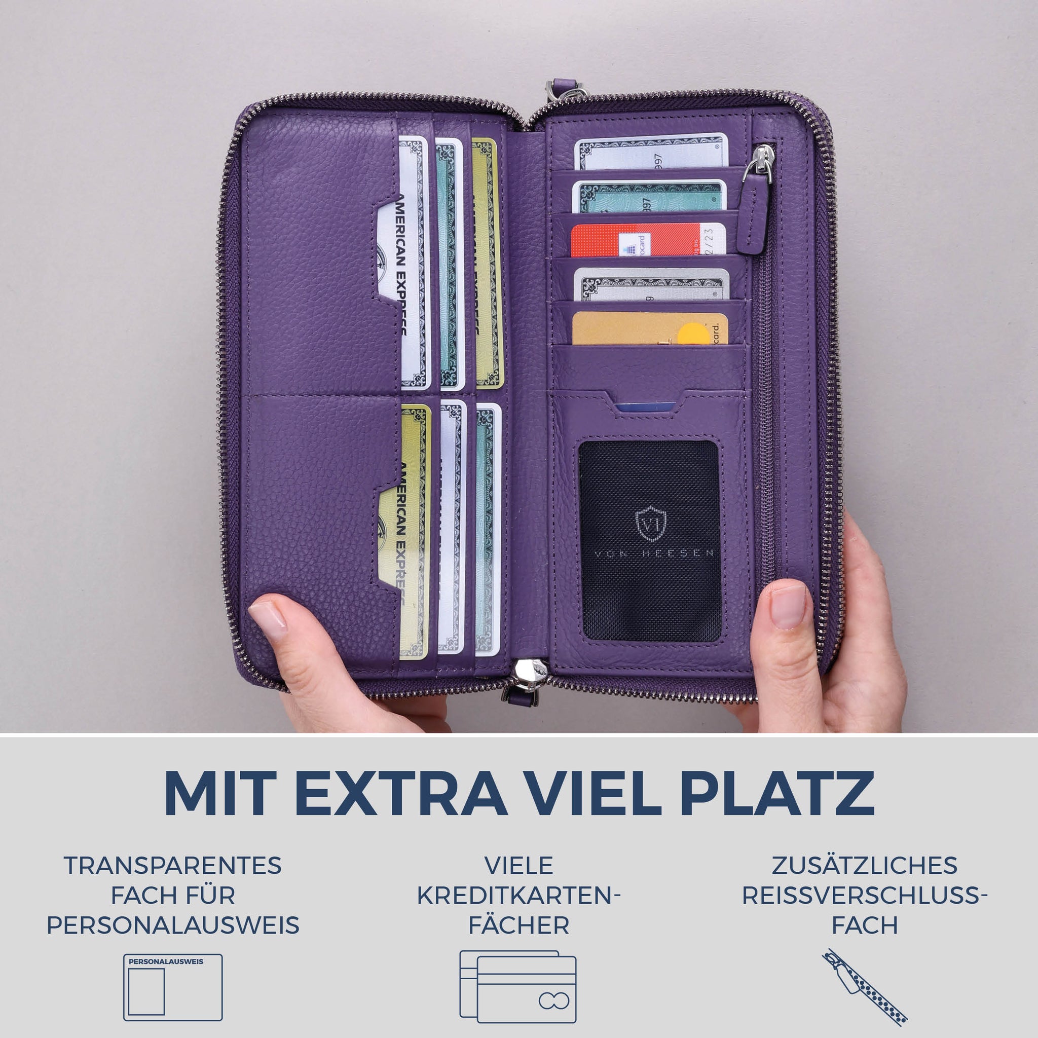 Geldbörse mit RFID-Schutz & 2 Hauptfächer (Genarbt)