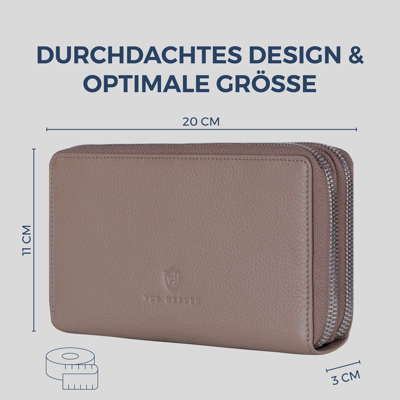 Geldbörse mit RFID-Schutz & 2 Hauptfächer (Genarbt)