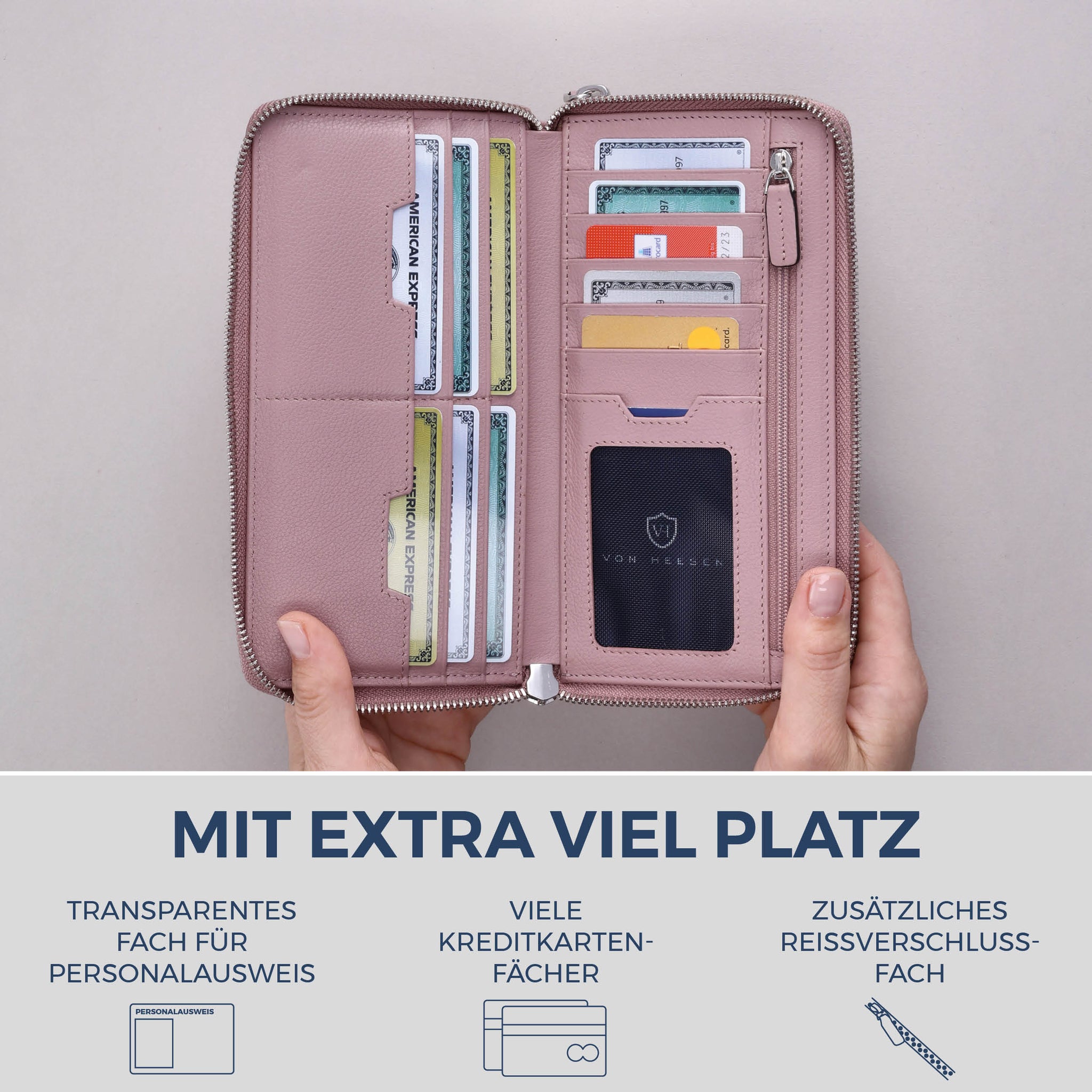 Geldbörse mit RFID-Schutz & 2 Hauptfächer (Genarbt)