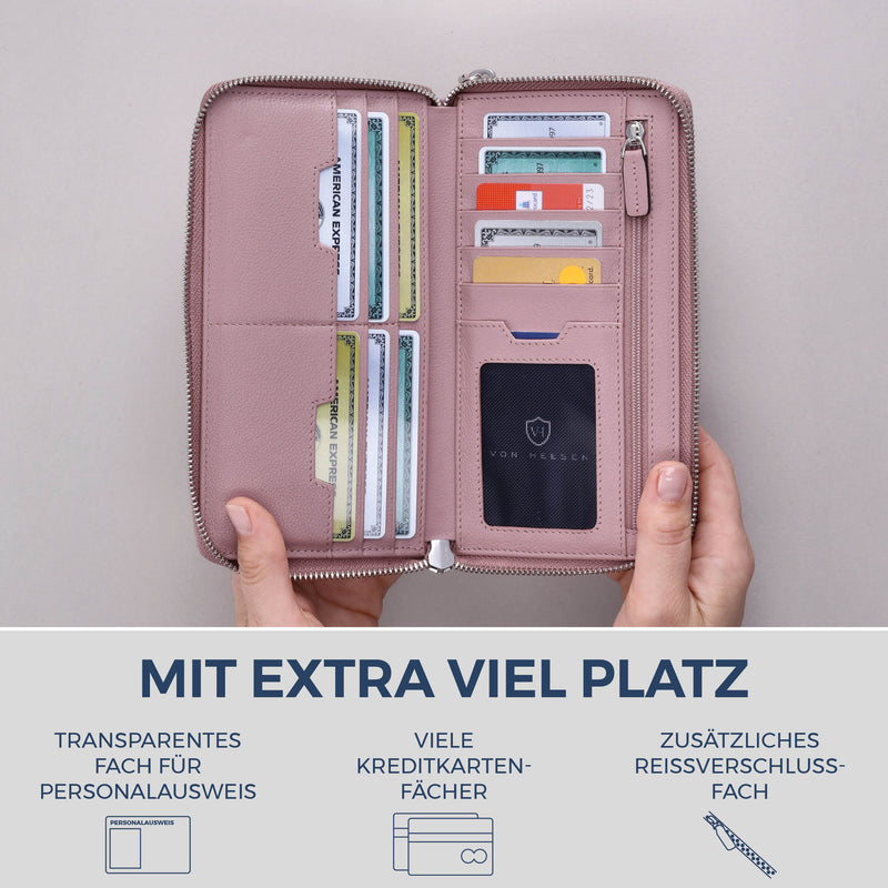 Geldbörse mit RFID-Schutz & 2 Hauptfächer (Genarbt)