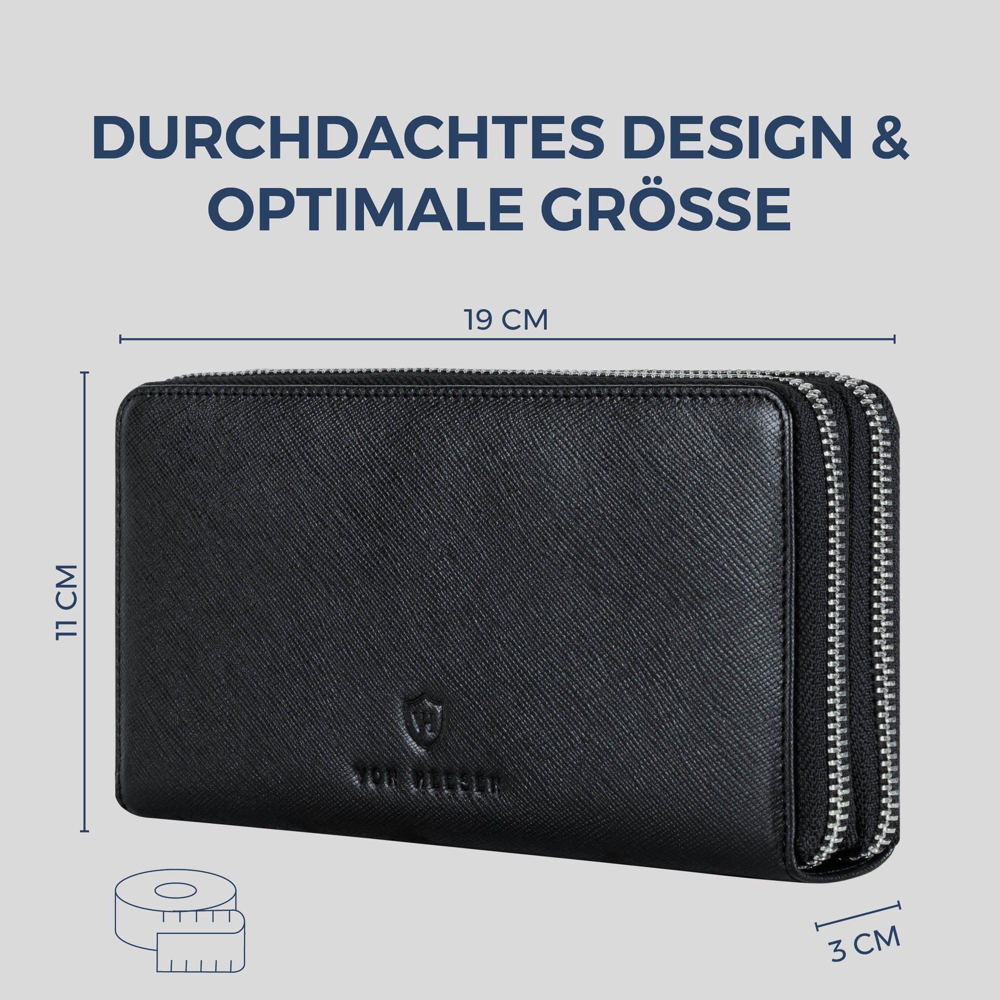 Geldbörse mit RFID-Schutz & 2 Hauptfächer (Saffiano)