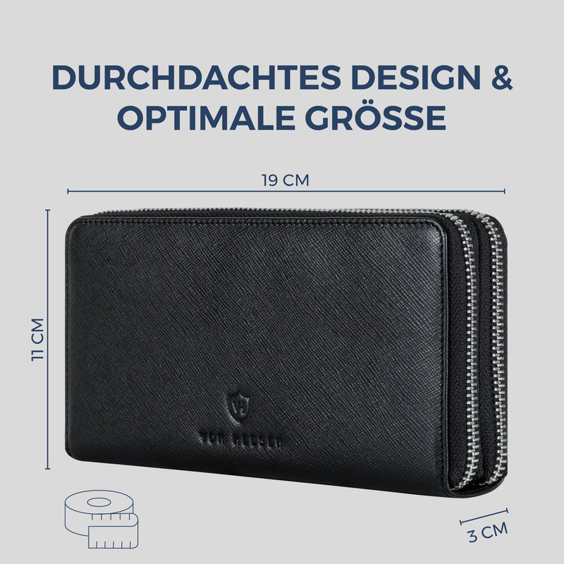 Geldbörse mit RFID-Schutz & 2 Hauptfächer (Saffiano)