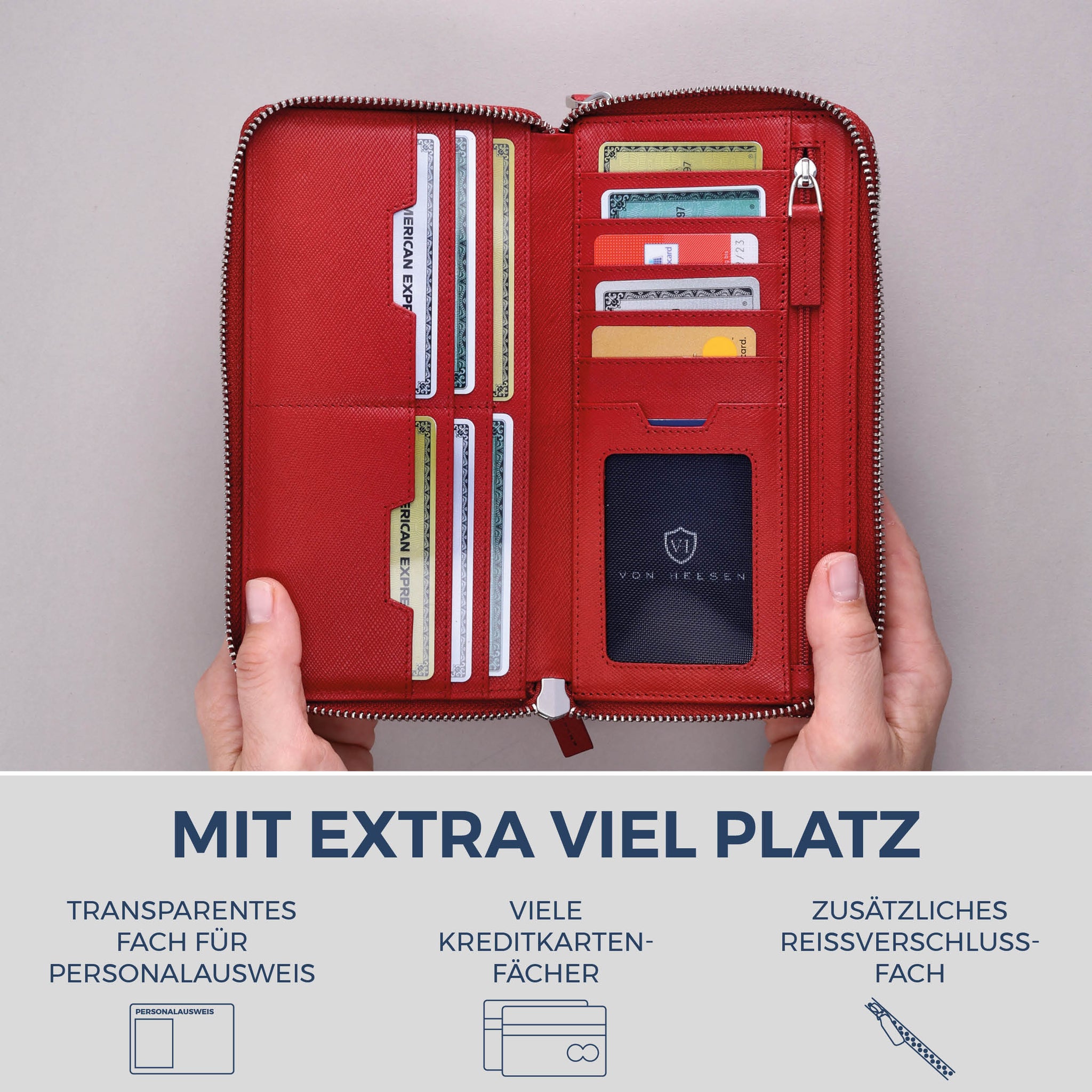 Geldbörse mit RFID-Schutz & 2 Hauptfächer (Saffiano)