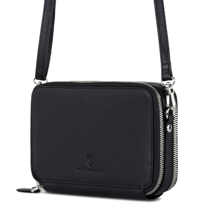 Geldbörse mit RFID-Schutz & 2 Hauptfächer zum Umhängen (Genarbt)