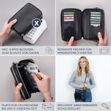 Geldbörse mit RFID-Schutz & 2 Hauptfächer zum Umhängen (Carbon)