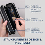 Geldbörse mit RFID-Schutz & 2 Hauptfächer zum Umhängen (Carbon)