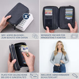 Geldbörse mit RFID-Schutz & 2 Hauptfächer zum Umhängen (Genarbt)