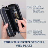 Geldbörse mit RFID-Schutz & 2 Hauptfächer zum Umhängen (Genarbt)