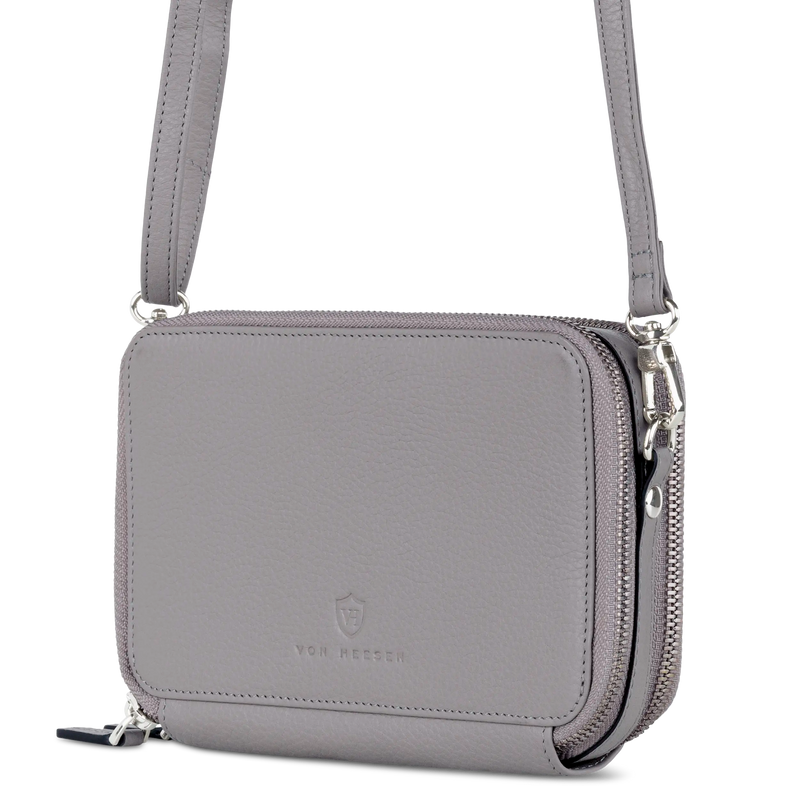 Geldbörse mit RFID-Schutz & 2 Hauptfächer zum Umhängen (Genarbt)