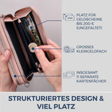 Geldbörse mit RFID-Schutz & 2 Hauptfächer zum Umhängen (Genarbt)