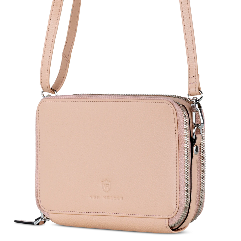 Geldbörse mit RFID-Schutz & 2 Hauptfächer zum Umhängen (Genarbt)