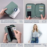 Geldbörse mit RFID-Schutz & 2 Hauptfächer zum Umhängen (Genarbt)