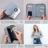 Geldbörse mit RFID-Schutz & 2 Hauptfächer zum Umhängen (Genarbt)